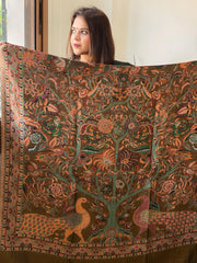 Black Woven Zari Pashmina Shawl with Kaani Design Border & Pallu