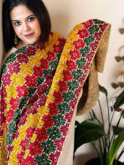 Handmade Bagh Phulkari Dupatta in Cotton