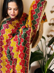 Handmade Bagh Phulkari Dupatta in Cotton