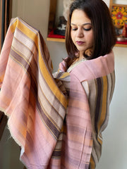 Pink Woven Pashmina Stripes Design Shawl