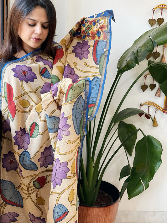 Handpainted Kalamkari Dupatta in Chanderi Silk