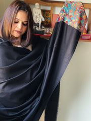 Black Woven Pashmina Shawl with Kaani Pallu