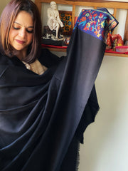 Black Woven Pashmina Shawl with Kaani Pallu