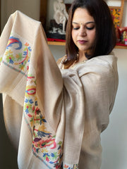 Lite Brown Woven Pashmina Shawl with Kaani Pallu