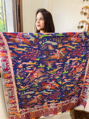 Woven Pashmina Kalamkari Shawl with Thread Embroidery