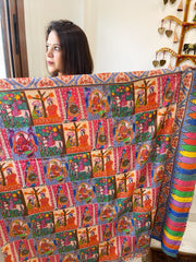 Woven Pashmina Kalamkari Shawl with Thread Embroidery