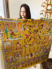 Woven Pashmina Kalamkari Shawl with Thread Embroidery