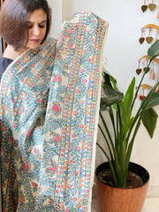 Handpainted Madhubani Dupatta in Pure Tussar Silk