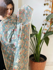 Handpainted Madhubani Dupatta in Pure Tussar Silk