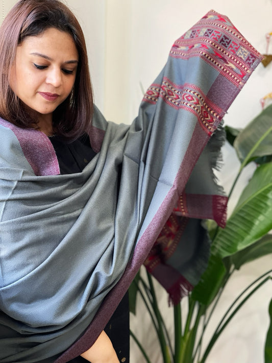 Grey Woven Kullu Woollen Shawl