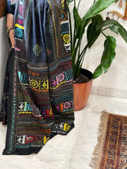 Black Handmade Lambani Saree in Bangalore Silk