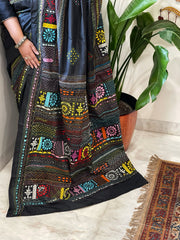 Black Handmade Lambani Saree in Bangalore Silk
