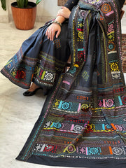 Black Handmade Lambani Saree in Bangalore Silk