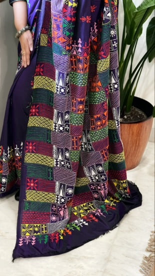 Purple Handmade Lambani Saree in Bangalore Silk