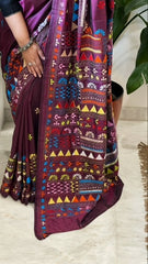 Wine Handmade Lambani Saree in Bangalore Silk