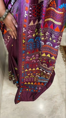 Wine Handmade Lambani Saree in Bangalore Silk