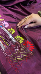 Wine Handmade Lambani Saree in Bangalore Silk