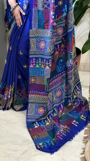 Blue Handmade Lambani Saree in Bangalore Silk