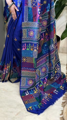 Blue Handmade Lambani Saree in Bangalore Silk