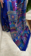 Blue Handmade Lambani Saree in Bangalore Silk