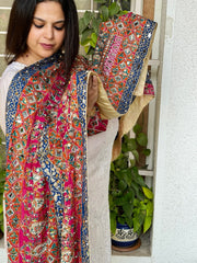 Pure Silk Dupatta with Beads, Sequin, Real Mirror Pasting Handwork