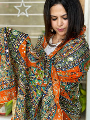 Pure Silk Dupatta with Beads, Sequin, Real Mirror Pasting Handwork