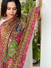 Pure Silk Dupatta with Beads, Sequin, Real Mirror Pasting Handwork