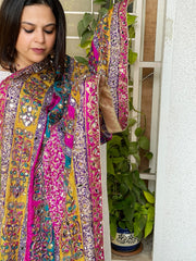 Pure Silk Dupatta with Beads, Sequin, Real Mirror Pasting Handwork