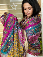 Pure Silk Dupatta with Beads, Sequin, Real Mirror Pasting Handwork