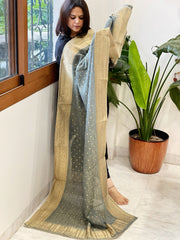 Grey Woven Banarasi Dupatta in Tissue