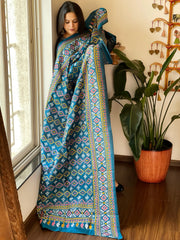 Firozi Handmade Nakshi Kantha Dupatta in Pure Silk