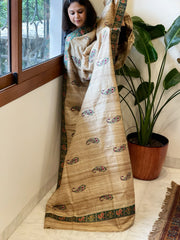 Geecha Silk Dupatta with Thread Embroidery & Patola Border