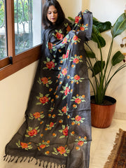 Tussar Silk Dupatta with thread embroidery