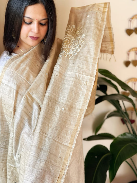 Gotapatti Handwork Dupatta in Pure Tussar Silk