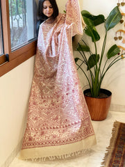 Handpainted Madhubani Dupatta in Pure Tussar Silk