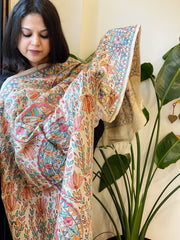 Handpainted Madhubani Dupatta in Pure Tussar Silk