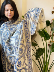 Handpainted Madhubani Dupatta in Pure Tussar Silk
