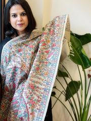 Handpainted Madhubani Dupatta in Pure Tussar Silk