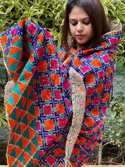 Handmade Phulkari Dupatta in Cotton
