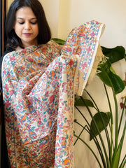 Handpainted Madhubani Dupatta in Pure Tussar Silk