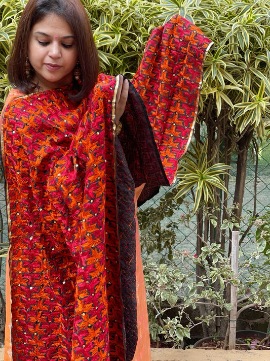 Handmade Phulkari Dupatta in Cotton