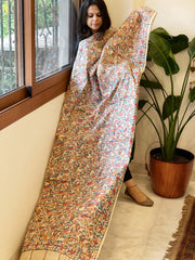 Handpainted Madhubani Dupatta in Pure Tussar Silk
