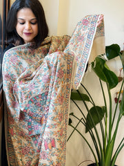 Handpainted Madhubani Dupatta in Pure Tussar Silk