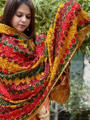 Handmade Phulkari Dupatta in Cotton