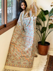 Handpainted Madhubani Dupatta in Pure Tussar Silk