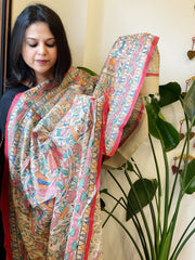 Handpainted Madhubani Dupatta in Pure Tussar Silk