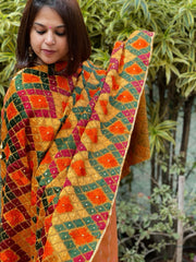 Handmade Phulkari Dupatta in Cotton
