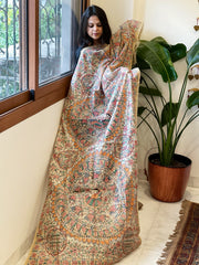 Handpainted Madhubani Dupatta in Pure Tussar Silk