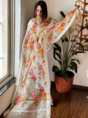 Organza Dupatta with cross-stitch embroidery