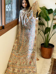 Handpainted Madhubani Dupatta in Pure Tussar Silk